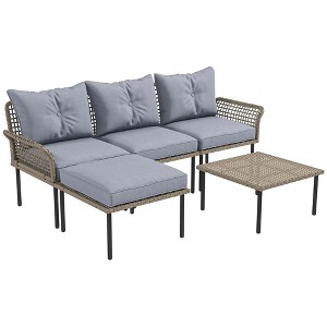 Resenkos 5-Piece Rattan Patio Furniture Set, Outdoor Sectional Furniture, - 1 of 4