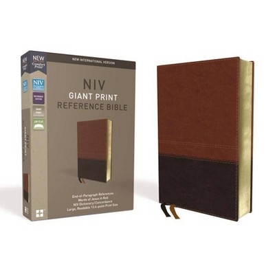 NIV, Reference Bible, Giant Print, Imitation Leather, Brown, Red Letter Edition, Comfort Print - Large Print by  Zondervan (Leather Bound)