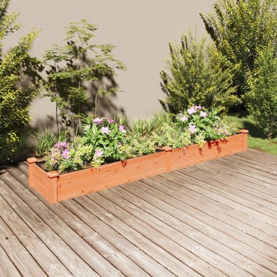 VidaXL Garden Raised Bed with Liner Brown 94.5 in.x17.7 in.x9.8 in. Solid Wood Fir