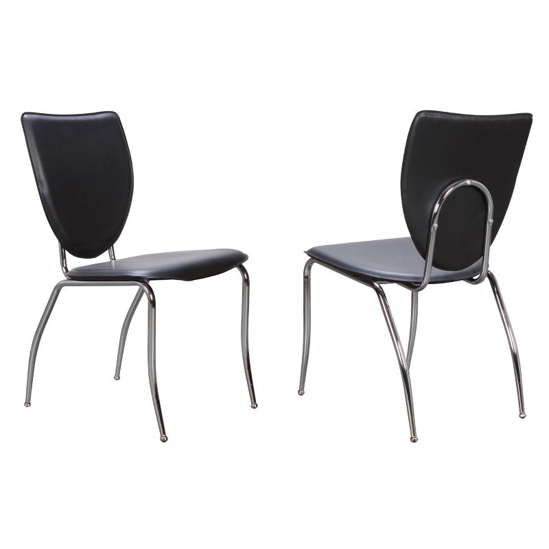 Set of 2 Amice Metal Contoured Faux Leather Side Chairs Black - Linon, 1 of 10