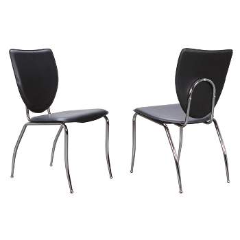 Set of 2 Amice Metal Contoured Faux Leather Side Chairs Black - Linon