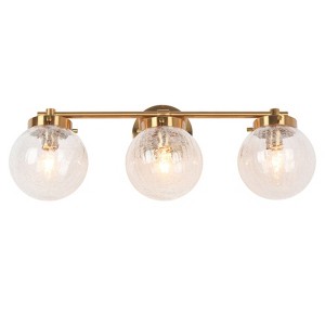 LNC Ariene 21.7-in W 3-Lights Polished Gold with Crackle Glass Globe Modern/Contemporary Vanity Lightss - 1 of 1