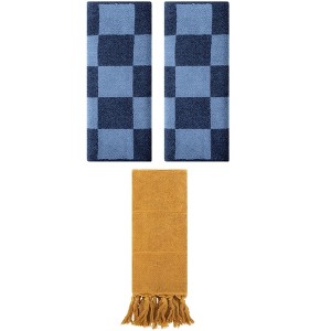 REGALWOVEN 3 Packs Checkered and Tassels Absorbent Soft Cotton Bathroom Hand Towel - 1 of 4