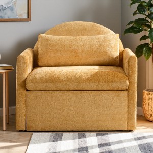 Oversized Chenille Armchair with Lumbar Pillow and Reinforced Legs - 1 of 4