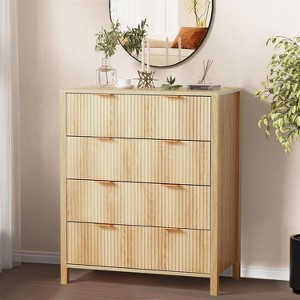 4 Drawer Dressers for Bedroom, Modern Closet Chest of Drawers with Waveform Fluted Panel, Large Wood Storage Dresser Organizer - 1 of 4