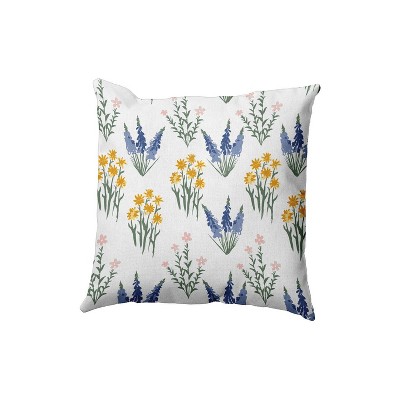 e by design 16"x16" Flower Field Square Throw Pillow: Indoor Polyester Twill, Floral Design, Spot Clean