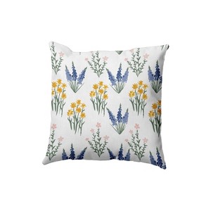 e by design 16"x16" Flower Field Square Throw Pillow: Indoor Polyester Twill, Floral Design, Spot Clean - 1 of 4