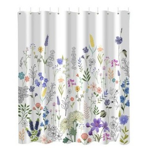 LunaLulinlk Spring Shower Curtain 72" X 72" Flowers Waterproof Bathroom Decor with 12 Hooks - 1 of 4