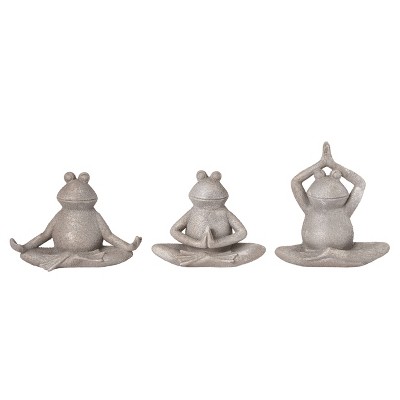 Transpac Resin 11.75" Gray Spring Yoga Garden Frogs Set of 3