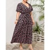 YESFASHION Women Plus Size Wrap Dress High Waist Short Sleeve Ruffle Casual Summer Maxi Dresses with Belt - 3 of 4