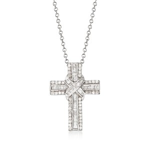 Ross-Simons 0.50 ct. t.w. Diamond Cross Pendant Necklace in Sterling Silver - 1 of 4