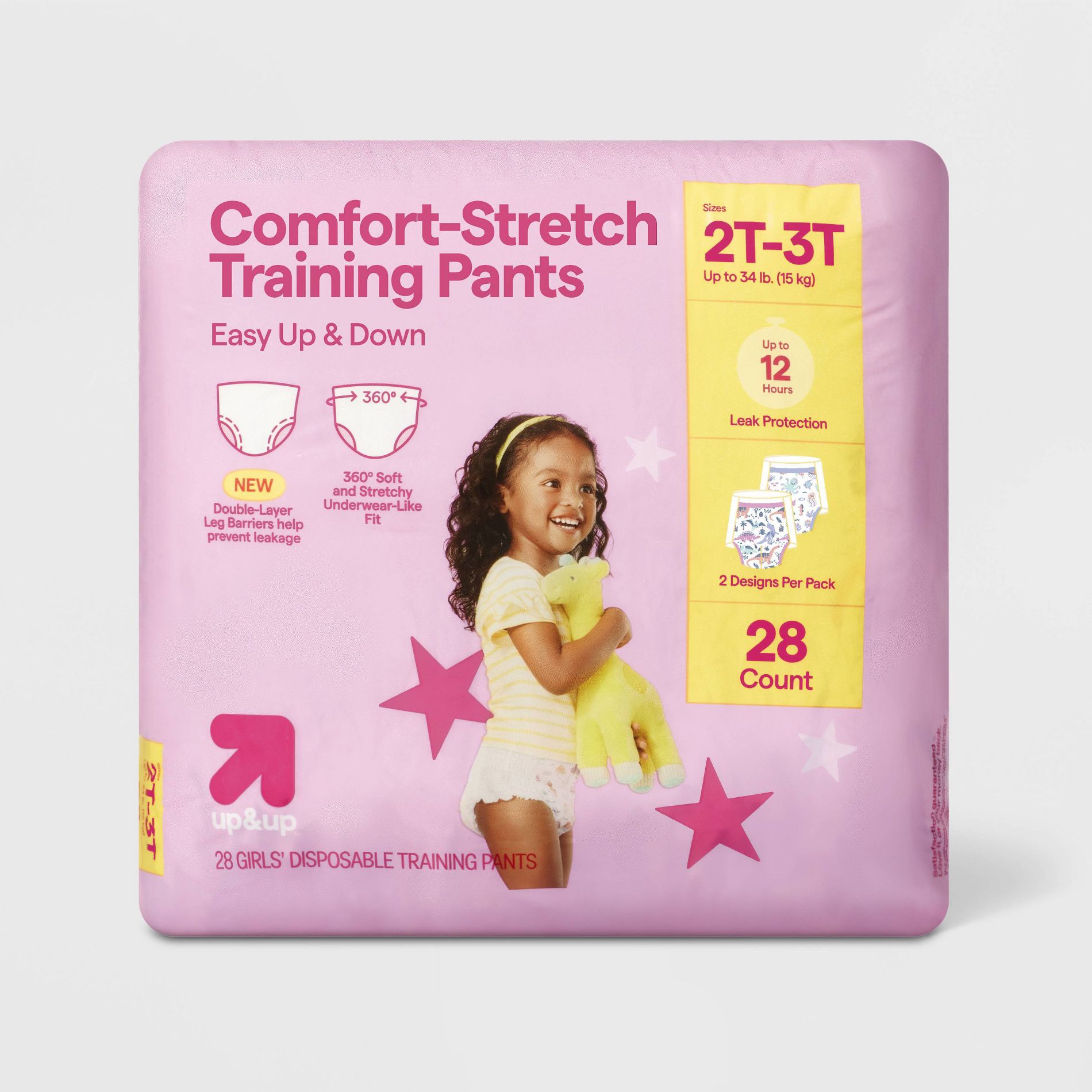 Girls' Disposable Training Pants - 2T-3T - 28ct - up&up™: Absorption Channels, Wetness Indicator, Latex-Free