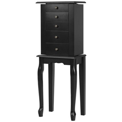 Costway Jewelry Cabinet Storage Chest Standing Organizer Mirror White Black