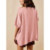Imily Bela Womens Oversized Casual Summer Crew Neck Loose Dropped Short Sleeve Side Slit Hem Tunic Blouse Light - 4 of 4