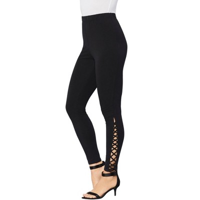 Roaman's Women's Plus Size Lattice Essential Stretch Legging - 14/16 ...