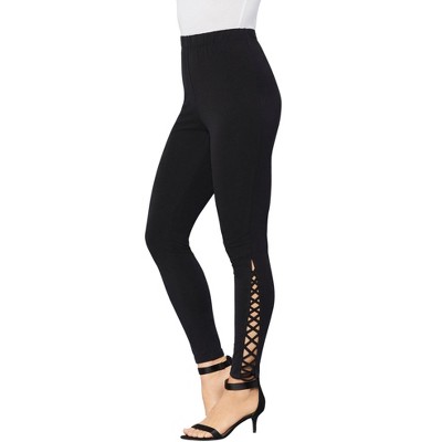 Roaman's Women's Plus Size Lattice Essential Stretch Legging