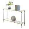 Breighton Home Royal Crest 2 Tier Acrylic Glass Console Table Gold/Glass: Chic Entryway Furniture, 12" Depth - 3 of 4
