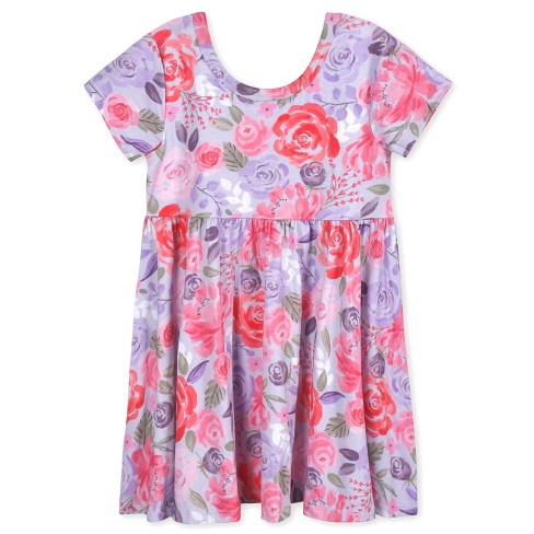 Gerber Toddler Girls' Short Sleeve Twirl Dress - Lilac Garden - 2t : Target