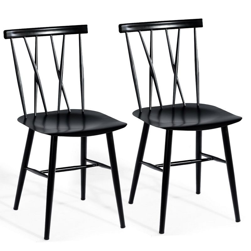 Costway Set of 2 Dining Side Chairs Chairs Armless Cross Back Kitchen Bistro Caf, 1 of 11