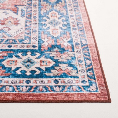 Arizona Blue Rust Washable Synthetic Area Rug 3' x 5'