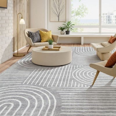 Lahome Abstract Washable Rugs Non Slip Soft Living Room Rugs Ultra-Thin Rainbow Bedroom Rug Non Skid Rug Backing Accent Carpet for Room Office