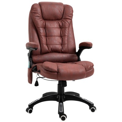 Vinsetto Ergonomic Vibrating Massage Office Chair High Back Executive Heated Chair with 6 Point Vibration Reclining Backrest Padded Armrest - Red