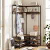 Costway Corner Garment Rack L-shaped Clothes Rack with Open Shelves & Adjustable Foot Pads Rustic Brown/Walnut/White - 4 of 4