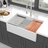 Gulches 30"x20" White Farmhouse Workstation Sink, Ceramic Single Bowl - 2 of 4