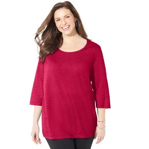 Catherines Women's Plus Size Active Slub Scoopneck Tee - 1 of 4