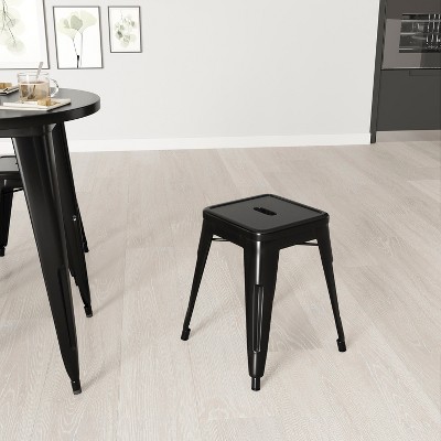 Sloane 18" High Backless Black Metal Stacking Dining Stools - Set of 4