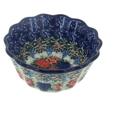 Blue Rose Polish Pottery Blush Bouquet Small Scallop Ramekin