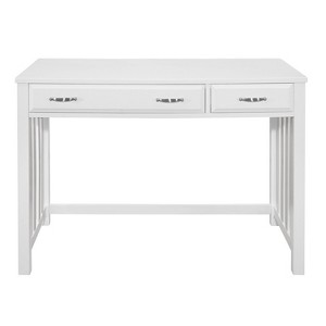 Vynxaria White Finish Wooden Desk with Keyboard Drawer 2 Storage Drawers Modern Traditional Style for Home Office - 1 of 4