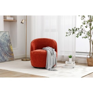 Racxily Multi-Tone Chenille Swivel Chair – 360° Heritage Spin + Ergonomic Curve, Snuggle-Grace for Living/Bedroom | Wooden Frame + Black Base, 250lbs - 1 of 4