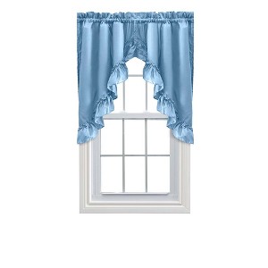 Ellis Stacey 1.5" Rod Pocket High Quality Fabric Solid Color Window Ruffled Swag 60"x38" Slate - 1 of 4