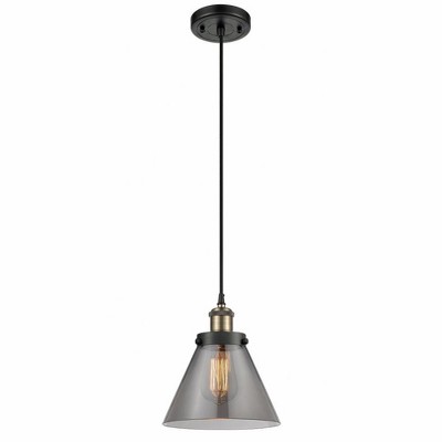 Cone - 1 Light Cord Hung Mini Pendant In Industrial Style-10 Inches Tall and 8 Inches Wide