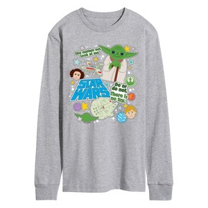 Men's - Star Wars - Yoda Stickers Long Sleeve Graphic T-Shirt - 1 of 3