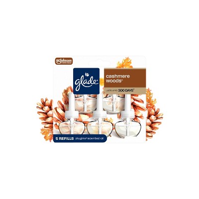 Glade PlugIns Scented Oil Air Freshener Plug In Refills - Cashmere Woods - 3.35 fl oz/5pk