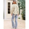 INSPIRE CHIC Women's Vintage Floral Print Winter Warm Long Sleeve Faux Shearling Collarless Button Down Fleece Jacket - 3 of 4