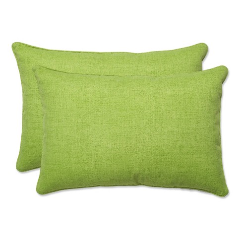 Outdoor 2 Piece Lumbar Toss Pillow Set, Green Outdoor Pillows