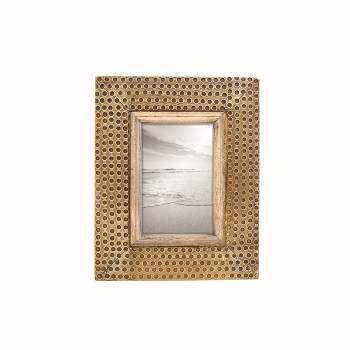 4 x 6 inch Decorative Distressed Hammered Brass Metal Picture Frame - Foreside Home & Garden