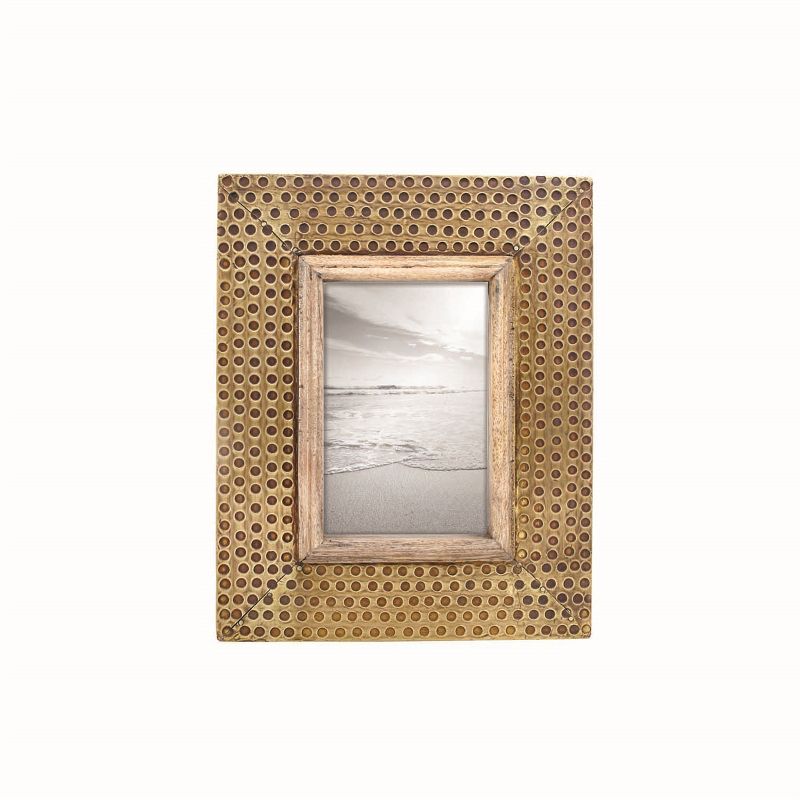 4 x 6 inch Decorative Distressed Hammered Brass Metal Picture Frame - Foreside Home & Garden, 1 of 6