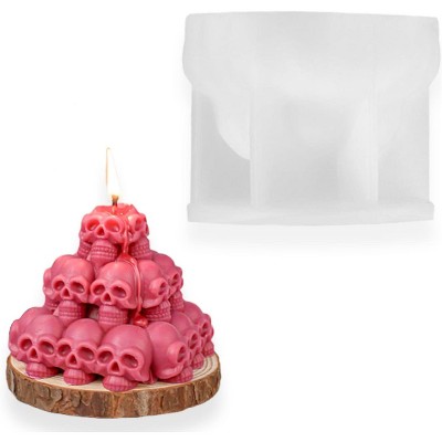 JDICTION 1 Pack 3D Skull Pyramid Silicone Molds – Skeleton Design for Aromatherapy Candles, Resin Casting, Wax Making, Polymer Clay DIY