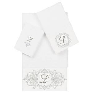 Linum Home Textiles 100% Turkish Cotton MONICA 3PC Embellished Towel Set - 1 of 4
