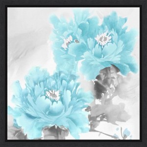 Amanti Art Flower Bloom in Aqua II by Jesse Stevens Canvas Wall Art Print Framed 16 x 16-in. - 1 of 4
