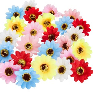 Juvale 60 Pack Artificial Daisy Flowers Heads, 2-Inch Colorful Fake Flowers, Bulk, for Crafts, Wedding Decorations, 6 Colors - 1 of 4