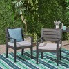Outdoor Acacia Wood Patio Dining Chairs Set Of 2,Side Chairs With Cushions And Slatted Backrest,Wood Armrests Kitchen Chairs-Coolbibila - 3 of 4