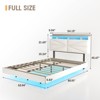 Floating Platform Bed Frame with Storage Headboard, Charging Station, LED Lights, Beige - 2 of 4