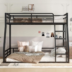 ORRD Black Metal Twin over Full Bunk Bed Frame – Heavy-Duty, Quiet Design for All Ages - 1 of 4