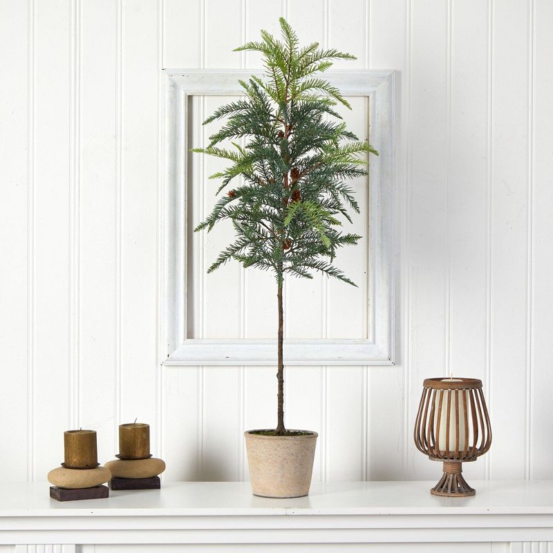 Nearly Natural 3.5-ft Winniepeg Artificial Pine Christmas Tree in Decorative Planter, 3 of 5