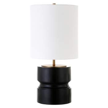 Hampton & Thyme 27" Tall Table Lamp with Fabric Shade Matte Black/Brass